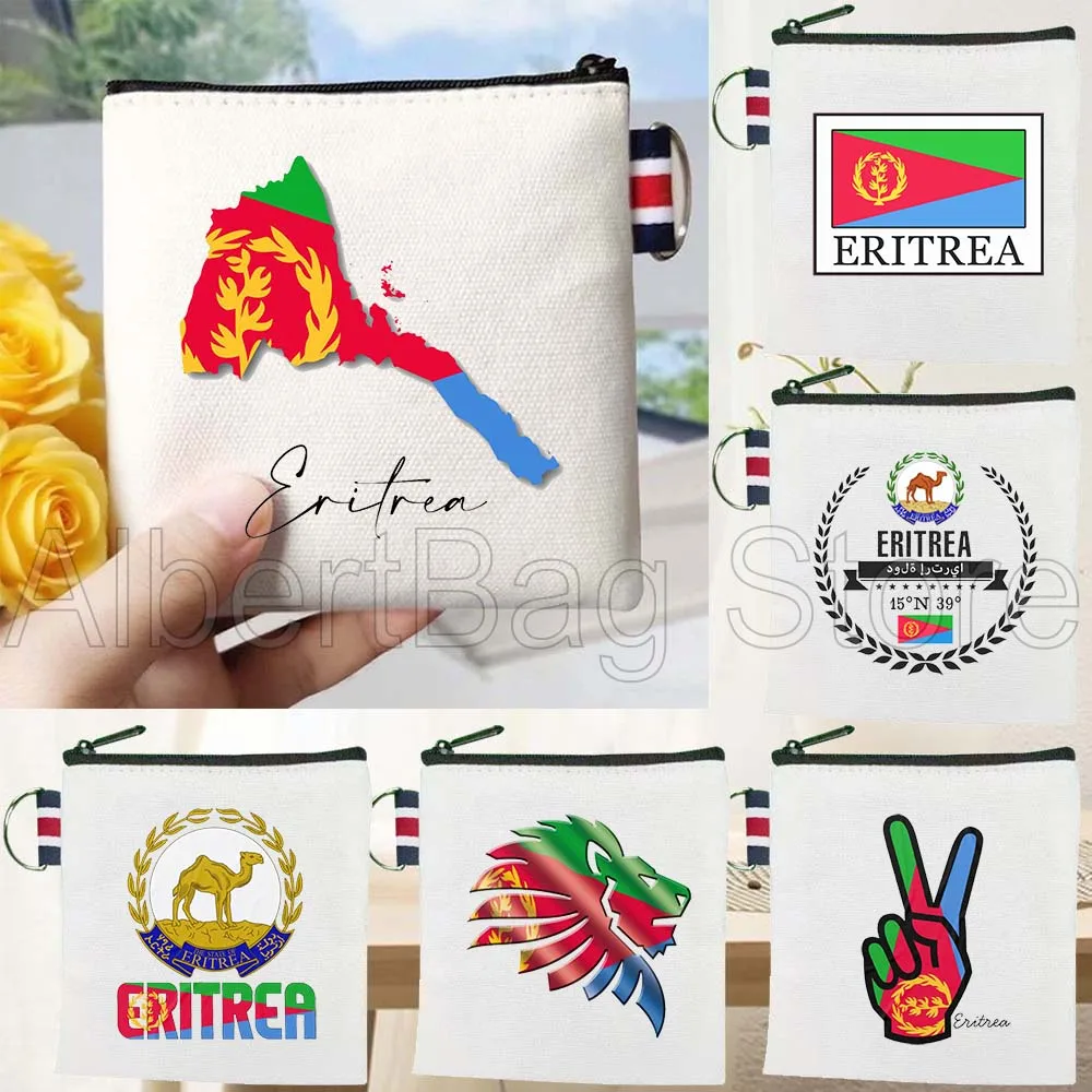 

Eritrea Eritrean Flag Map Canvas Cosmetic Makeup Toilet Bag Pencil Case Zipper Pouch Key Coin Purse Storage Cotton Bag Cute Gift