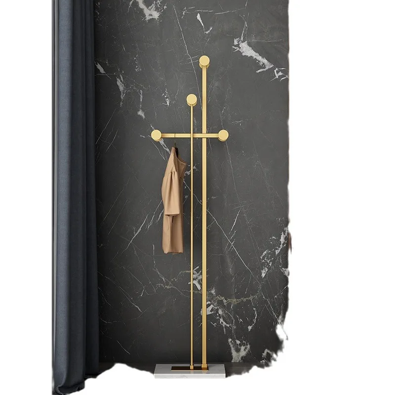 

Italian light luxury marble metal hanger floor-to-ceiling bedroom, room clothes rack, living room entrance coat rack