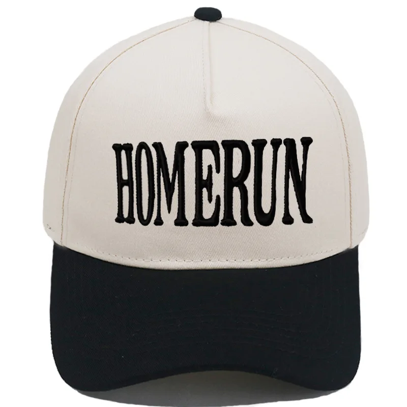 3D Puff Embroidery Baseball Cap Two Tone Spliced Curved Brim Dad Hat Adjustable Unisex Casual Outdoor Sports Sun Protection Hat