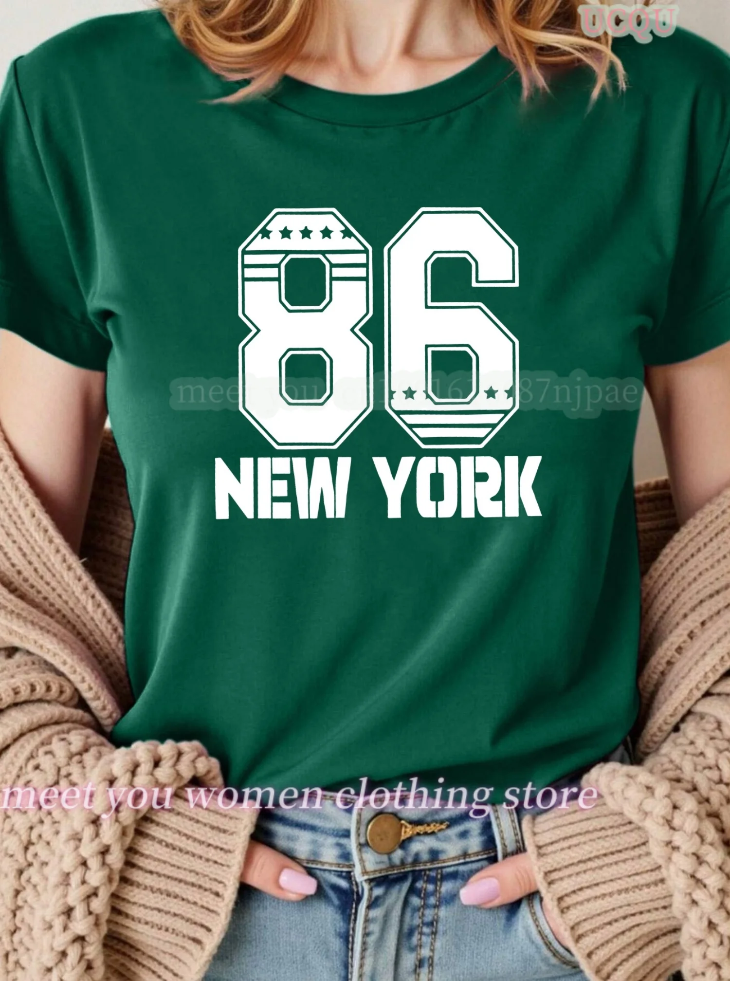 

Women NEW YORK Number 86 Print O-Neck Short Sleeve T-Shirt Summer 10 colors Tee Baseball Jerseys Stripe Oversized Sport T-Shirt