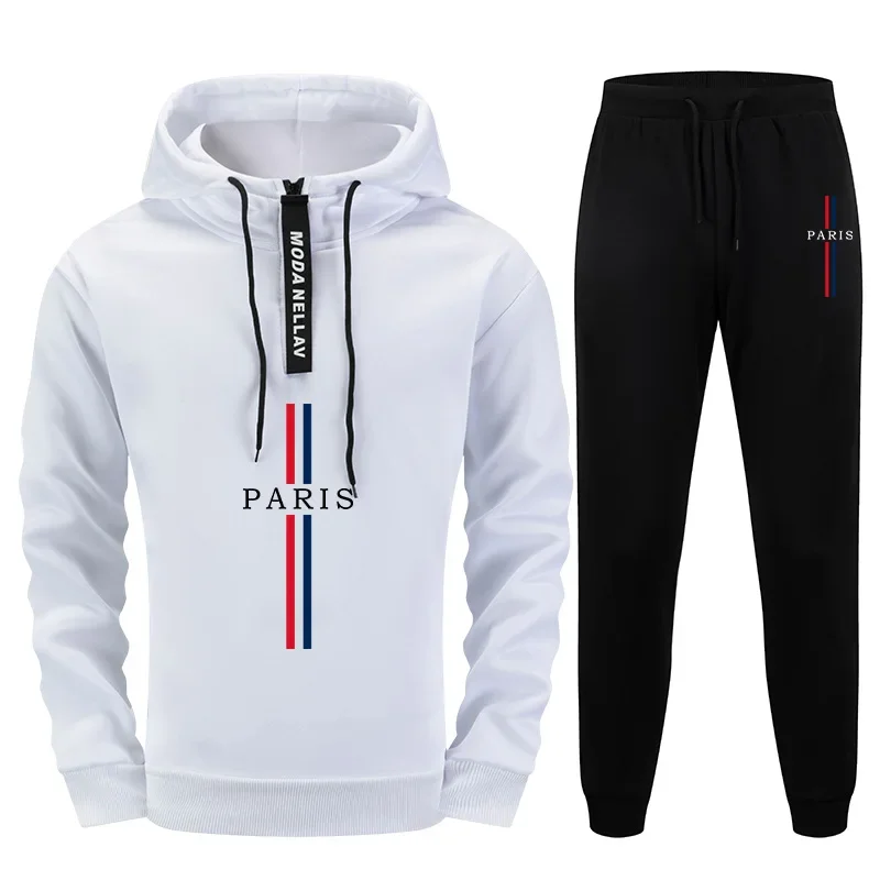 

2025 Collection Men 2 Piece Set Half Zip Hoodie and Sweatpants Urban Streetwear Tracksuit Outfit Autumn Winter Paris Sweatshirts