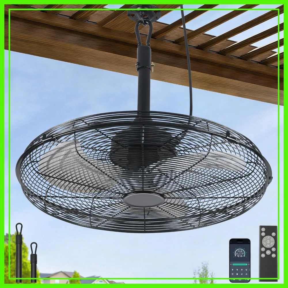 

20" Outdoor Ceiling Fan with Remote, 6 Speed, Noiseless, Reversible, Plug in for Pergola, Canopy, Porch