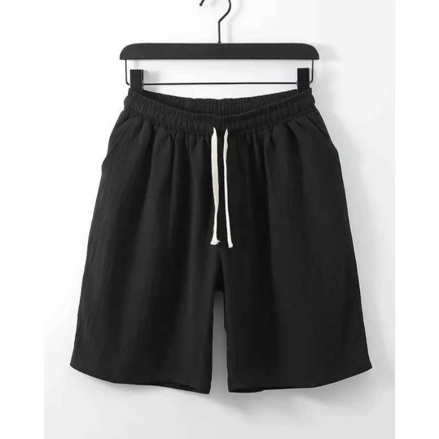 

Мужские шорты большого размера, однотонные, удобные, повседневные, из хлопчатобумажной ткани, дышащие, эластичные, на шнурке, на талии, летние