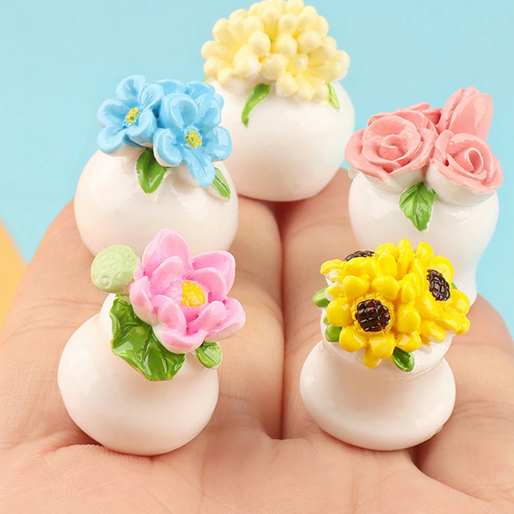 

15Pcs Miniature Bonsai Artificial Mini House Potted Flower Mini Flowerpots Simulated Bonsai Miniature Potted Flower Decor