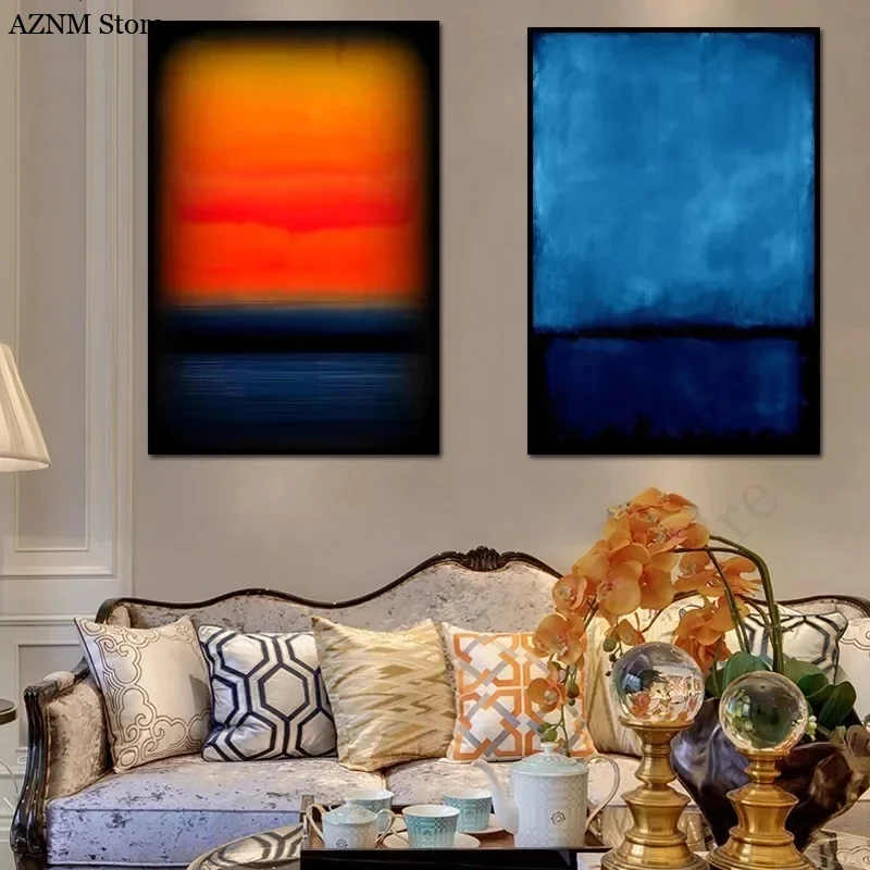 Minimalistische Farbe Wandkunst Mark Rothko Blau Orange HD Bild Leinwanddruck Kunst Poster Modernes Wohnzimmer Home Decor Kein Rahmen
