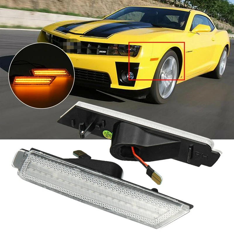 4Pcs LED Side Light Brake Reflector Light 96 SMD LED Indicators For 2010-2015 Chevy Camaro Trun Signal Lights (Amber/Red)