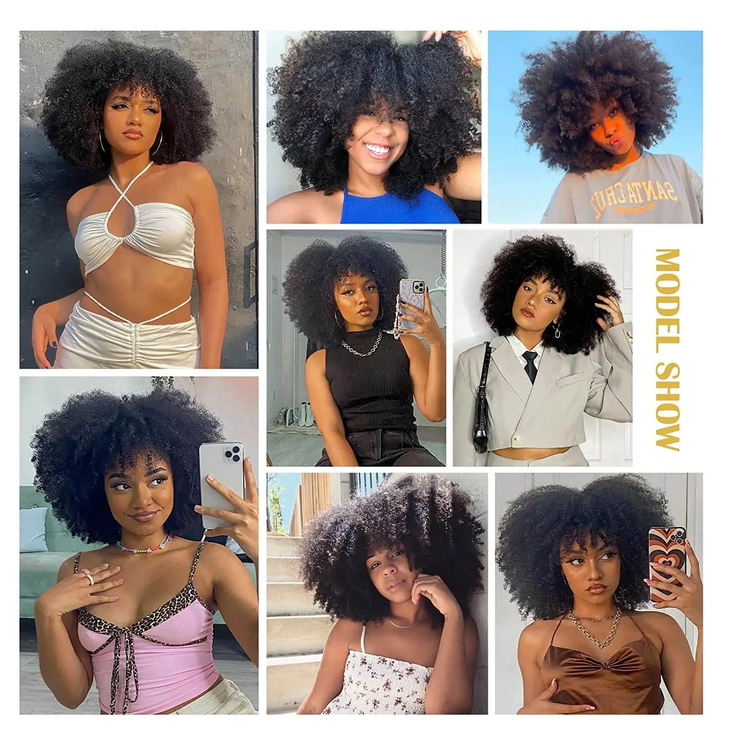 Synthetic Short Hair Afro Kinky Curly Wigs With Bangs For Black Women Cosplay Lolita  Natural Black Wig High Temperature Hair