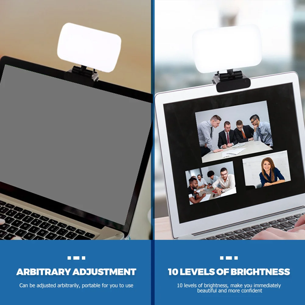 

LED Small Tri-Color Video Conference Fill Light Clip Adjustable Lamp for Laptop Webcam Live Streaming Webcam Light