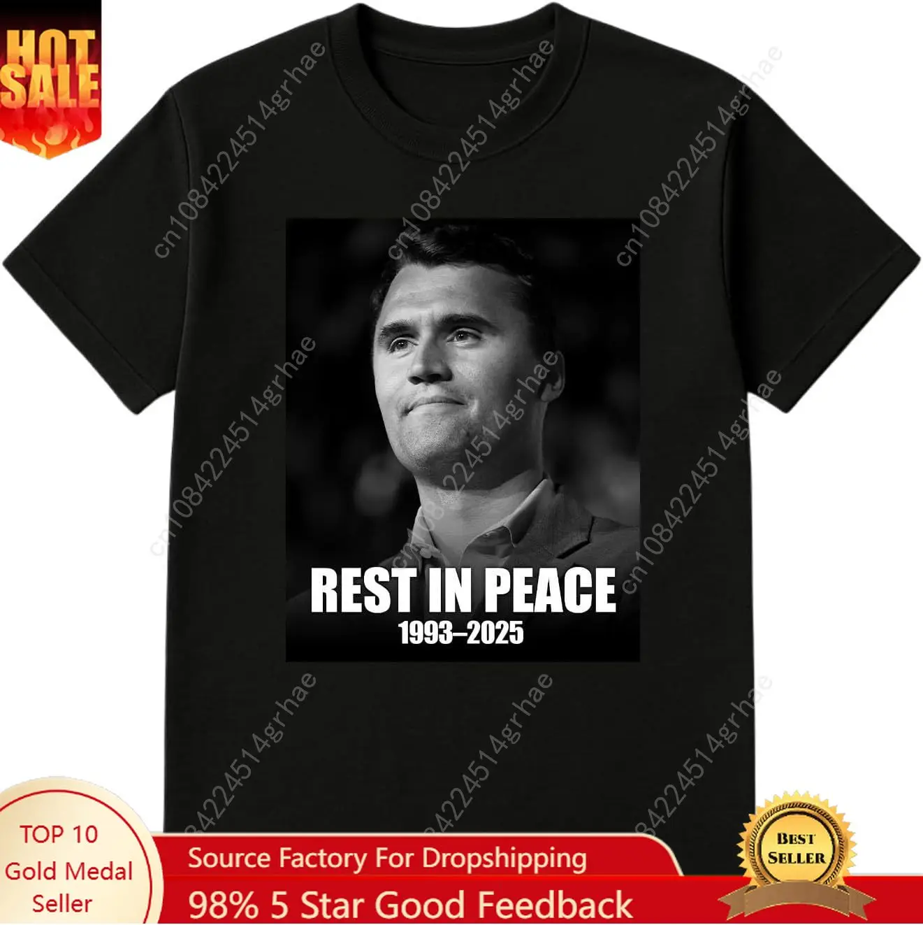 

Justice for Charlie Kirk Shirt - Rest in Peace 1993–2025 - Political Satire Tee - Freedom of Speech Memorial Shirt Multi