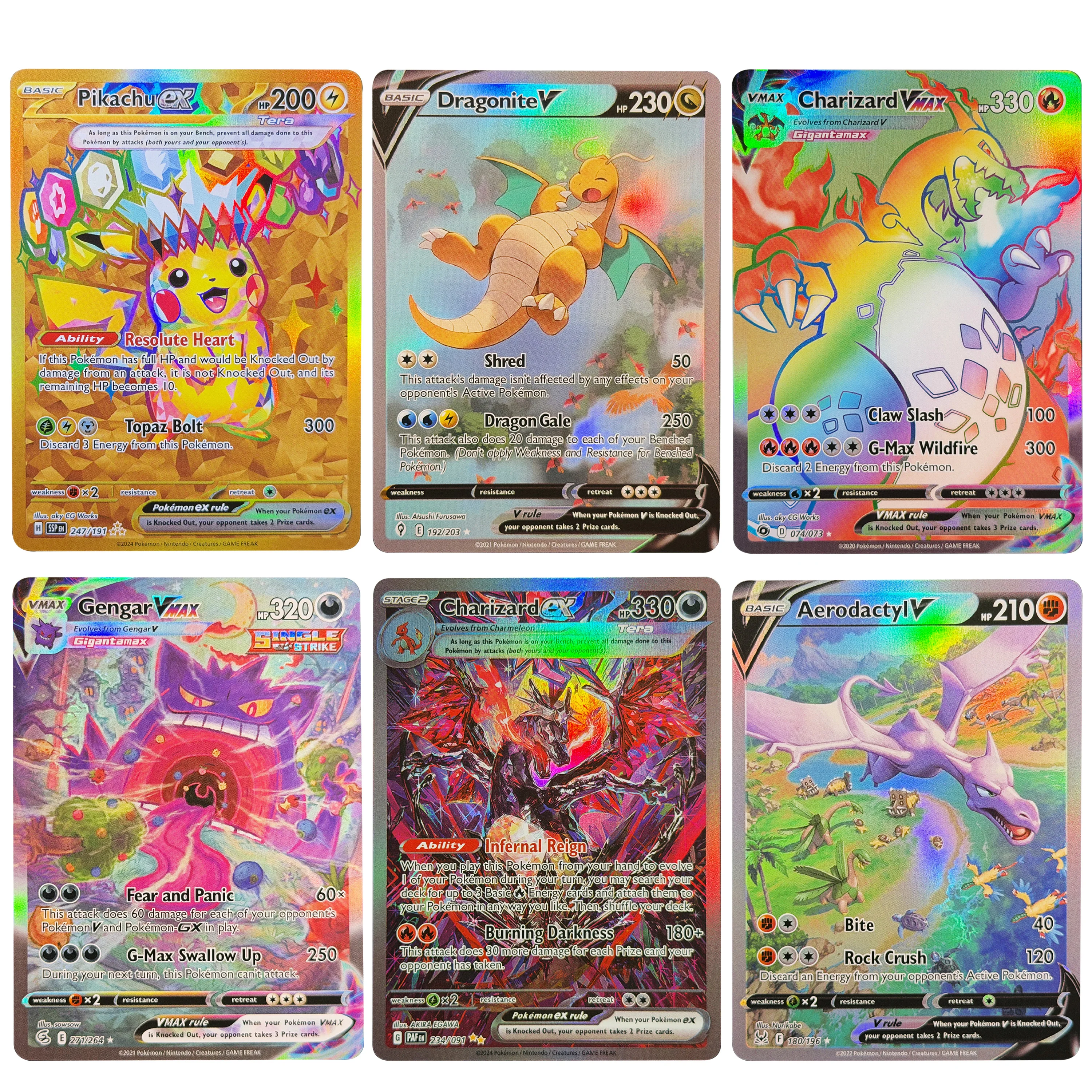 

PTCG Rainbow Rare Alternate Art Modern TCG Top Meta Staple Charizard Rayquaza Aerodactyl Mew Pikachu Proxy PKM Cards