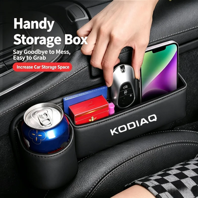 Car Seat Gap Organizer Storage Box Cup Holder Accessories For Skoda Kodiaq 2026 2025 2024 2023 2022 2021 2020 2019-2011