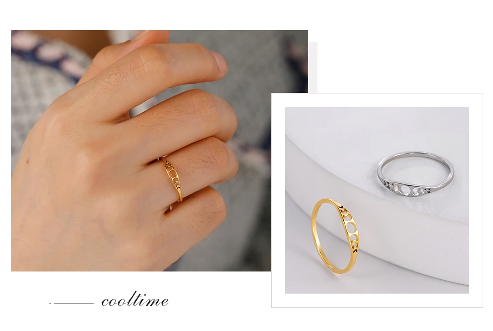 COOLTIME Mondphasenring für Damen, Edelstahl, minimalistisch, Paarringe, Schmuck, Jahrestagsgeschenk, 2026, neu im Großhandel – Detail 11