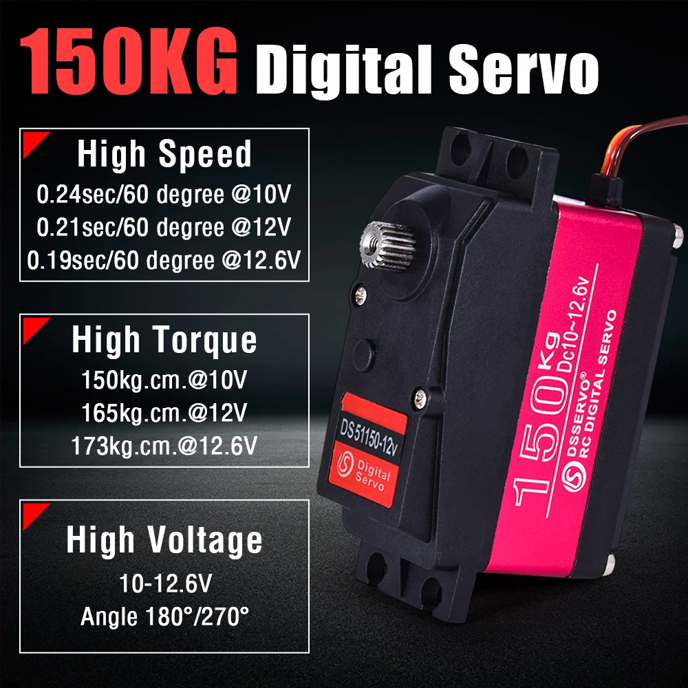 RC Steering Servo High Torque Servo Waterproof 60Kg 80Kg 150Kg 1/5 1/6 Servo HV Metal Digital for HPI Baja 5B SS RC Car