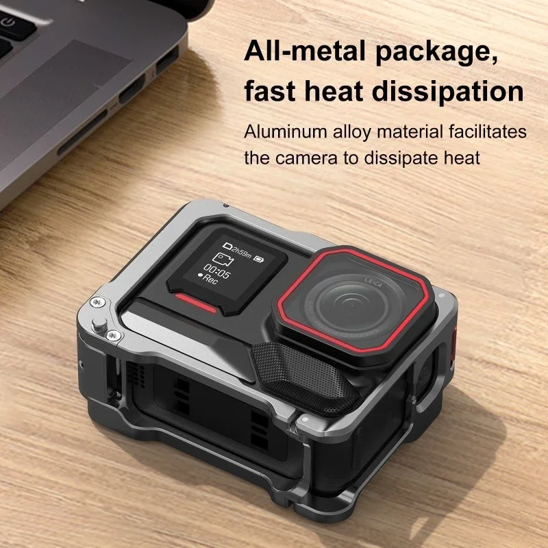 

For Insta360 Ace Pro 2 Aluminum Alloy Metal Frame Protective Case Action Camera Cage Mount Expandable Adapter For Ace Pro 2 Case