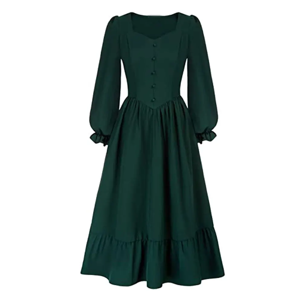 Gothic V-neck Dress Renaissance Countryside Women's Skirt Stage Costume Mid-century Retro New Popular Model Chinese Ethnic Wear