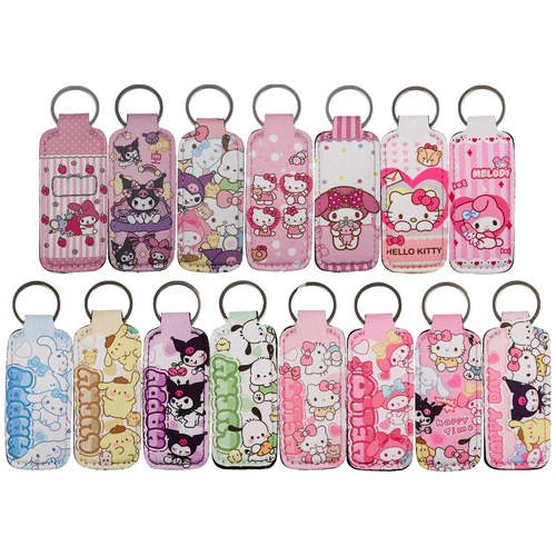 귀여운 동물 클립 립스틱 거치대 키체인, 만화 애니메이션 키링, 트렌디 립밤 키체인, 가방 매력 여행 액세서리