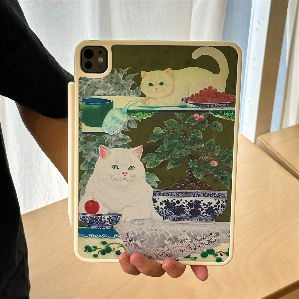 حافظة فوندا أكريليك لجهاز iPad 10th 11th Generation Air11 2025 2024 Pro11 Air4 5 10.9 A16 7 8 9th 10.2 10.5 9.7 Mini6/7 Funny Cat