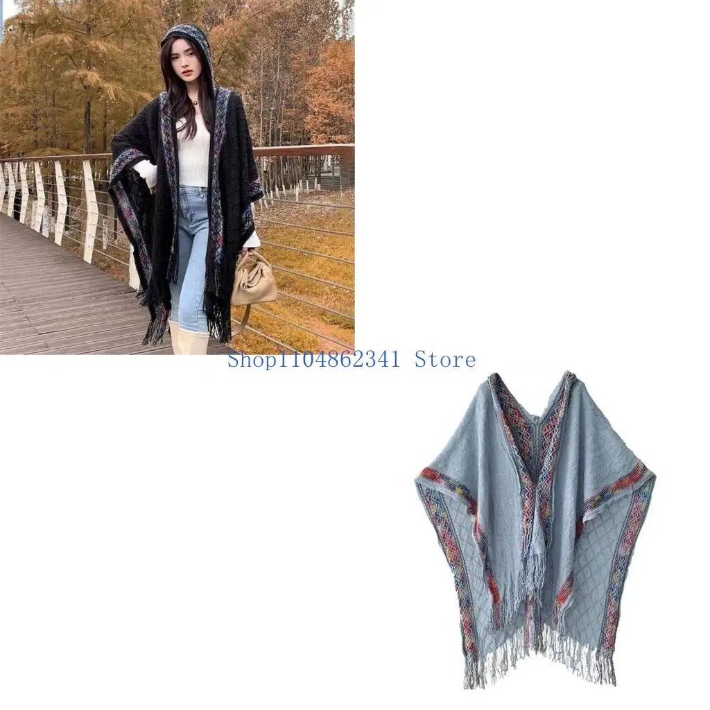 5asd Ethnic Thin Shawl with Fringed Multifunctional Shawl Scarf Poncho Travel Shawl