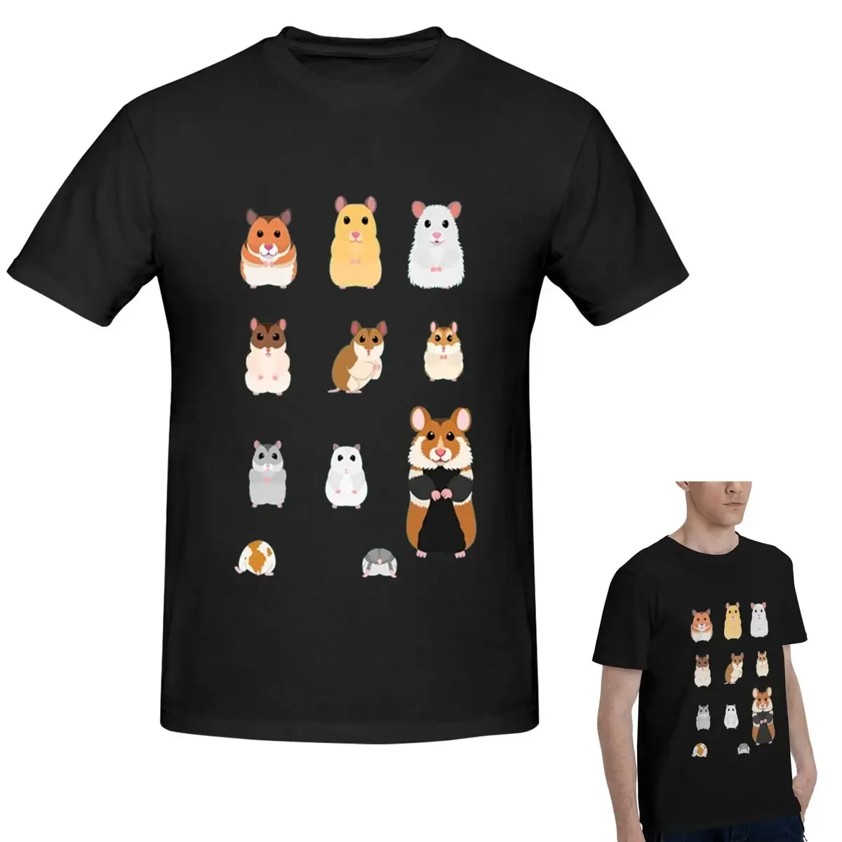 100% Cotton Hamster Breeds Syrian Hamster T-Shirt Men's Classic Oversized T Shirt Men O-Neck Summer Shirts Tops S-6XL