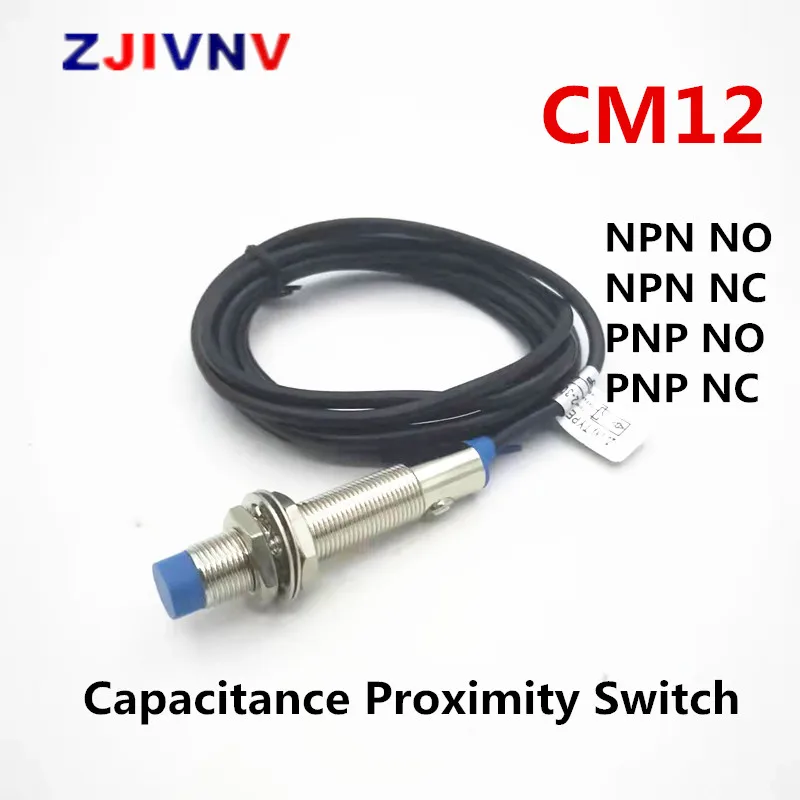 M12 Capacitive Proximity Switch Cylindrical Approach Sensor Non-flush 4mm Detecting distance DC6-36V NPN/PNP NO/NC CM12-3004