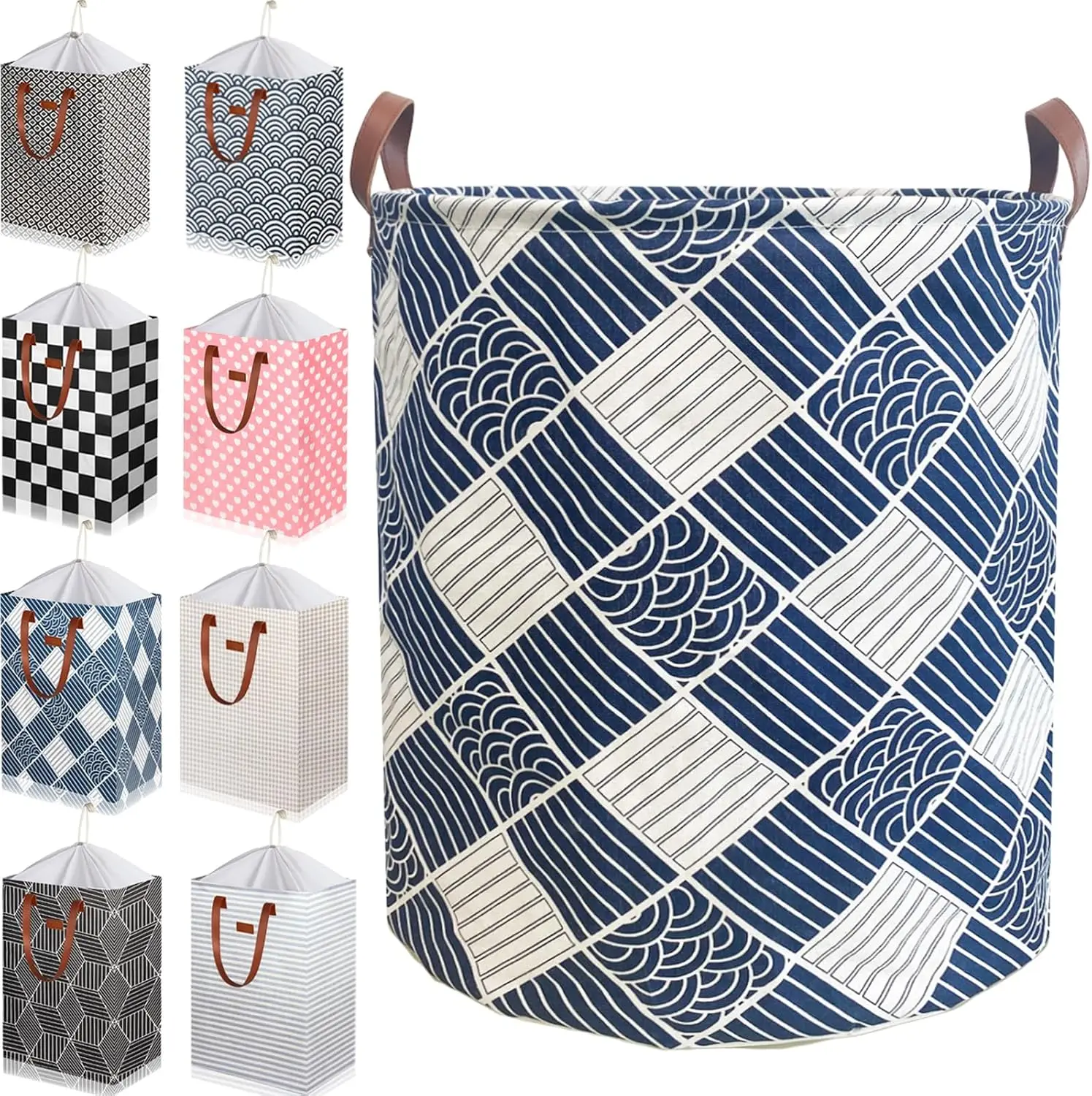 

Waterproof Laundry Hamper in Family Leather Handle Laundry Basket in Dormitory Collapsible Laundry Bag in Nursery (91-Satisfied