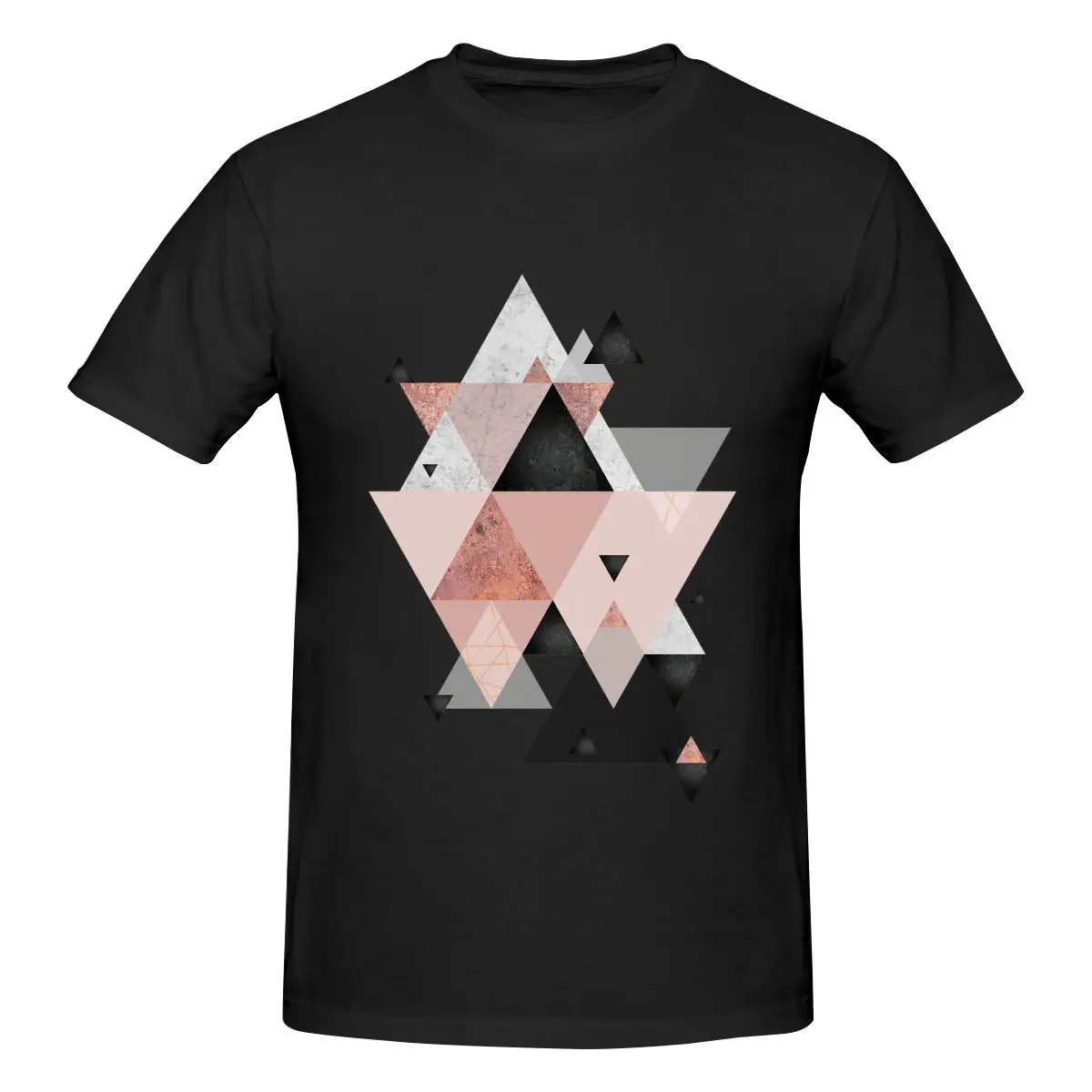 Funny Geometric Compilation In Rose Gold And Blush Pink Long Men's T-shirt Printed Tops are loose and slim fit Women's T-shirts