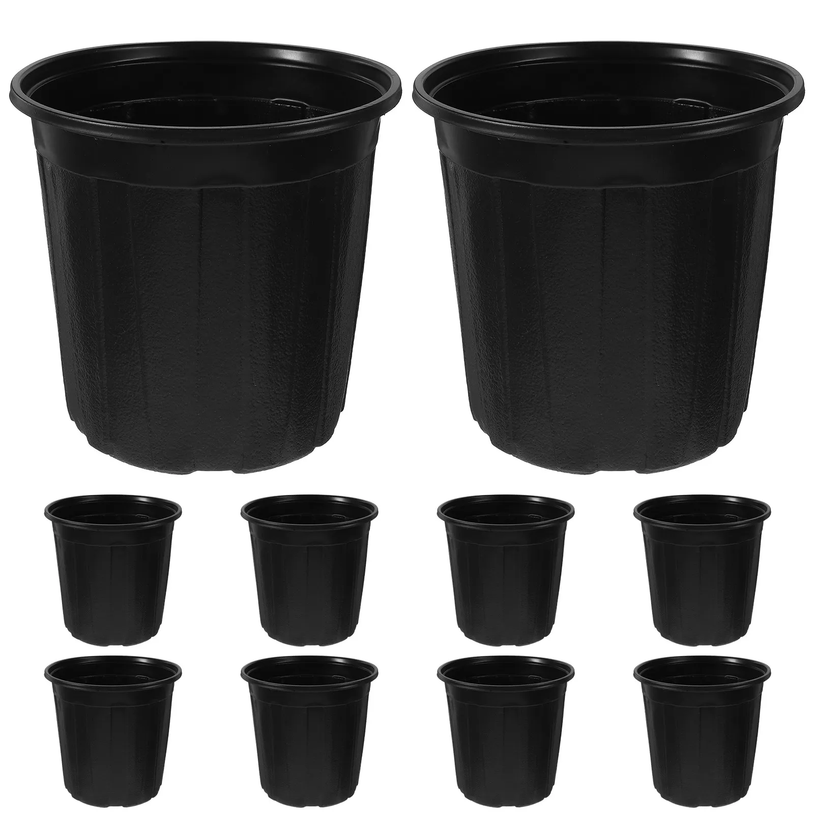 10Pcs Black Gallon Nursery Pots Premium Plastic Planting Pots with Bottom Drainage Holes for Seedling Starter Succulent Garden