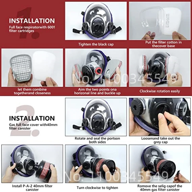 Full face respirator Gas Mask 40 mm activated carbon filter canister Suitable for fumes Chemical, spray paint, tactical-survival