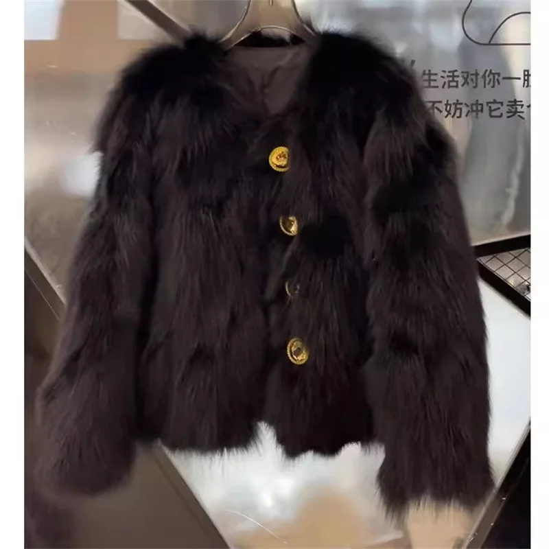 Fur Outerwear Woman Autumn and Winter 2023 New High-grade Short Thick Imitation Fox Fur Top Warm Furry Coat Female