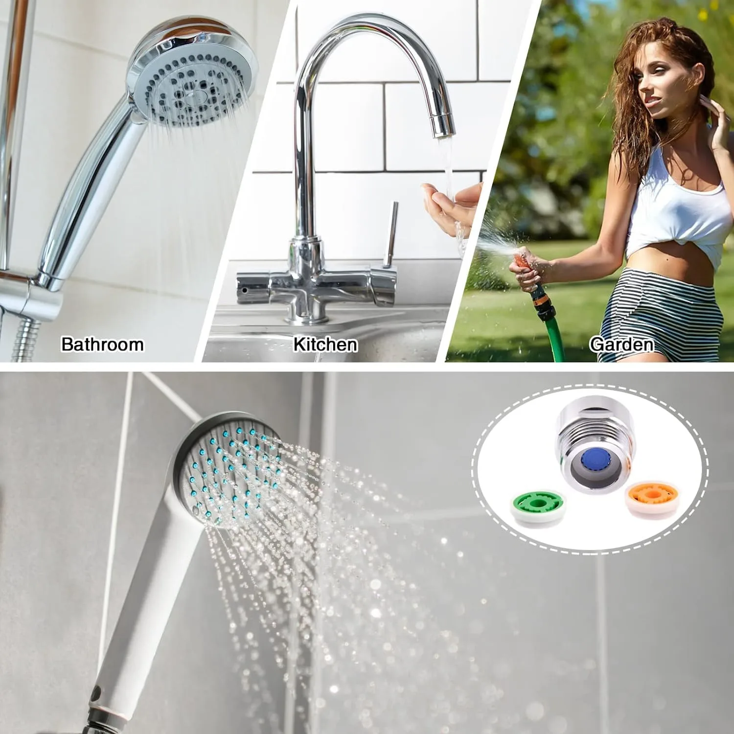 ABBN-Set Of 11 Shower Shower Flow Restrictor, Water Saving Insert, Flow Restrictor, For Shower, Water-Saving Shower Head