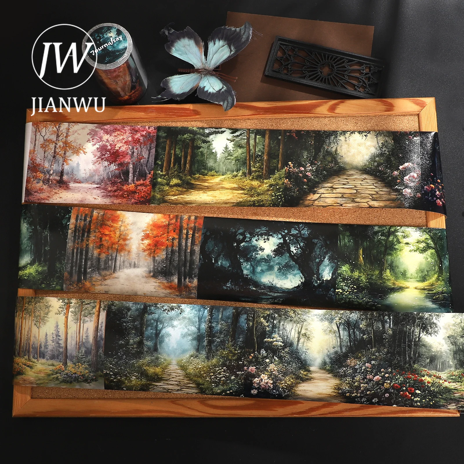 JIANWU 80mm*510cm Vintage Magic Forest Landscape Material Collage Scrapbooking Washi Tape Creative DIY Journal Stationery