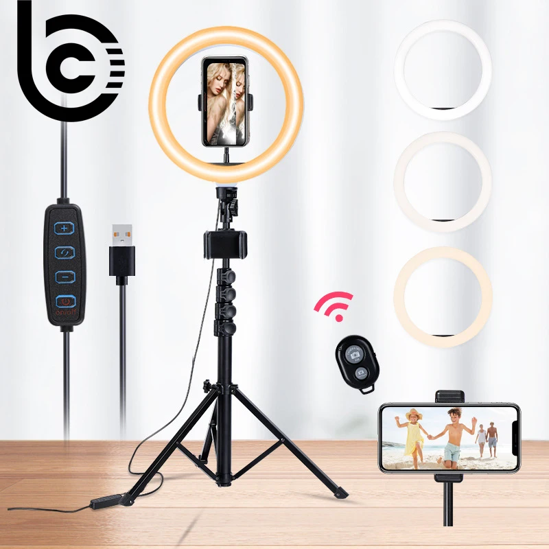 10 inches LED Ring Light Photography Lighting Selfie Lamp USB Dimmable With Tripod For Youtube Photo Studio Makeup Video Live