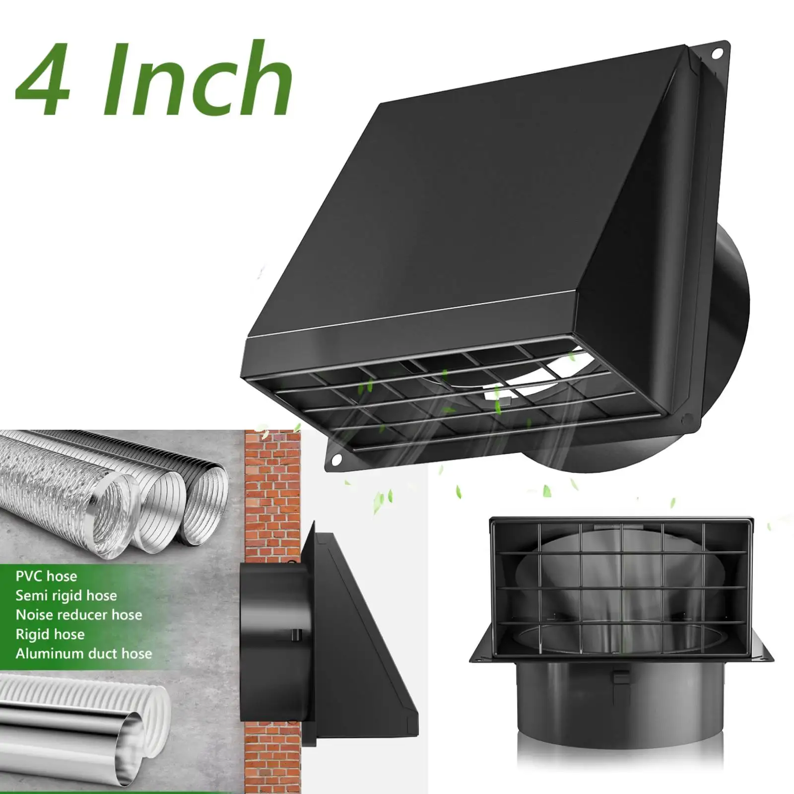 

4 Inch Wall Mount Extractor Vent with Removable Mesh Wall Vent Exhaust Vent Cover External Extractor Wall Vent for House
