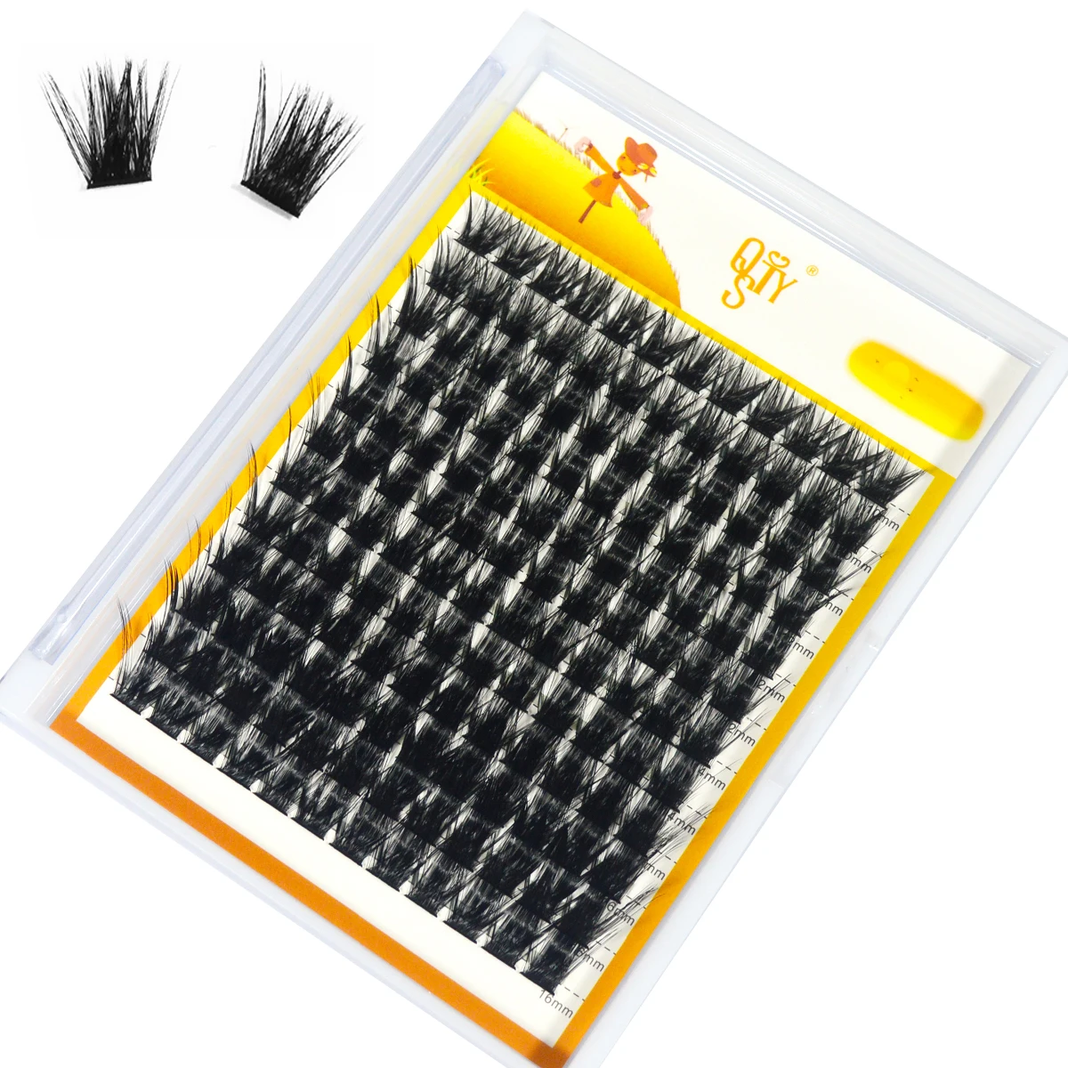 QSTY120 PCS Cluster Lashes 3D Natural Bunch 8-16mm D Curl Segmented Beam Individual Mink Tufted Eyelash Fine Lash Tip GF01-7