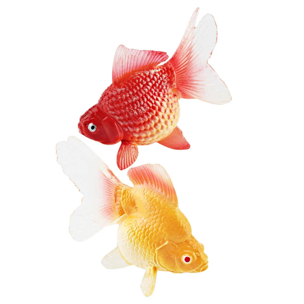 2 Pcs Cognitive Fish Toy Goldfish Crackers Individual Bags Tank Fishing Simulation Animal Figure Figurine Decoration Biscuit