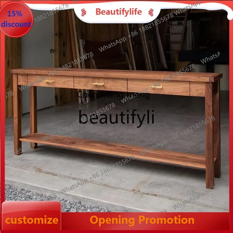 S7486 ss Solid Wood Entryway Table Home Vintage Style Entryway Table Japanese Style Natural Wood Living Room Entryway Console Ta