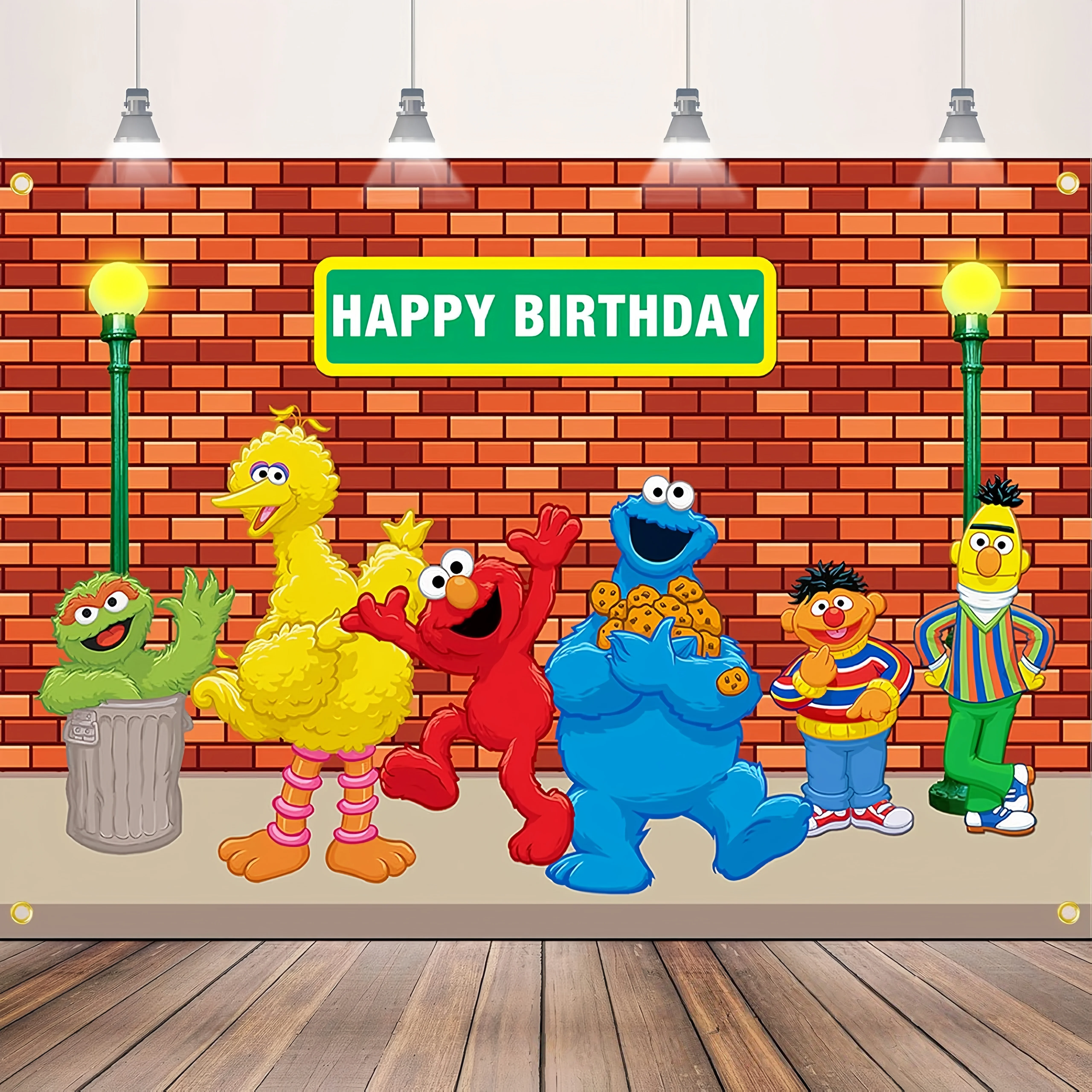 Sesames Cartoon Streeted Geburtstagsparty Dekoration Geburtstagsballon Tischdecke Becher Teller Kuchenform Baby-Shower Kinderparty Zubehör – Detail 4