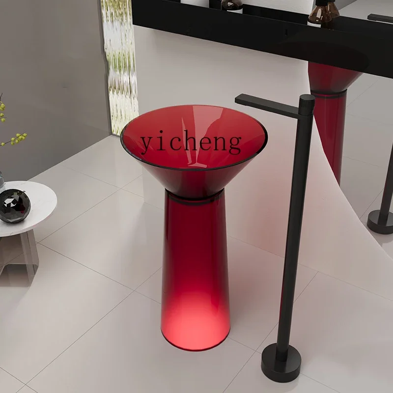 

integrated floor-to-ceiling bathroom outdoor courtyard balcony hand wash basin colored transparent resin