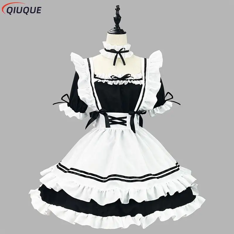 Japanese Maid Uniform Lovely Girl Student Lolita Dress Cosplay Costume Sweet Cute Cat Cafe Princess Harajuku Kawaii Lingerie