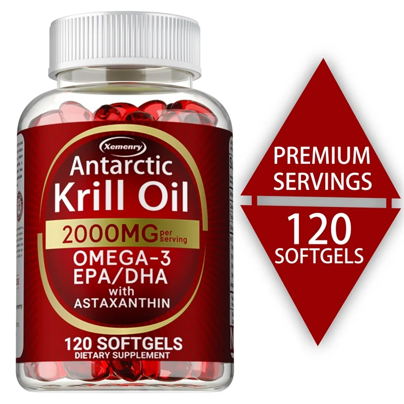 

Капсулы с маслом Antarctic Krill — с PA и DHA, поддерживает здоровье мозга, кожи, сердца и иммунитета, капсулы 30/60/120, NON-GMO