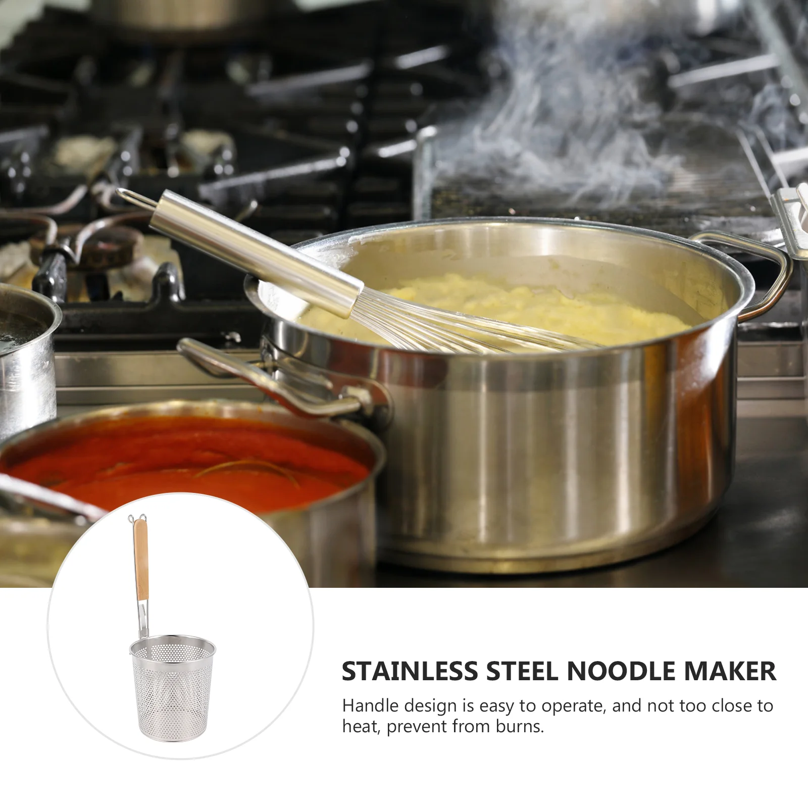 

Powder Fence Frying Oil Strainer with Handle Colander Spoon Ramen Noodles Sieve Restaurant Stainless Steel Slotted Scoop