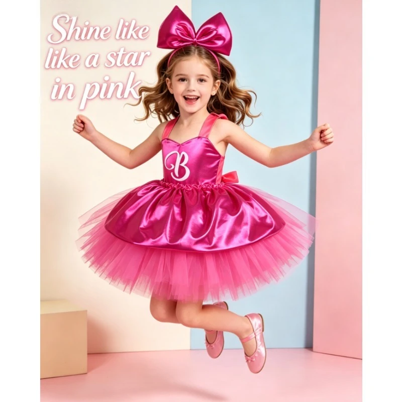Tutu Dress Fantasy Adventure Role Play Costume Princess Skirt Children Party Stage Performance Outfit Dress Match AccessoriesSet