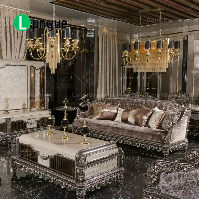 Luxury Classic European Antique Turkish Style Sofa Cover with TV Rack for Living Room Furniture High End Decor