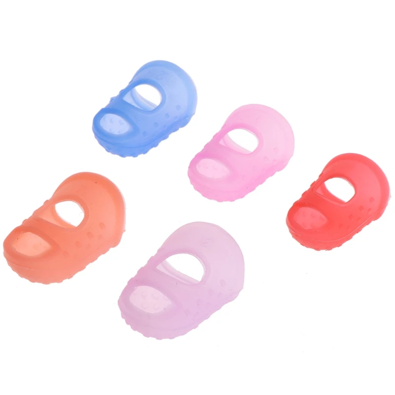 Dedal de silicona Protector de dedos, herramienta de costura, colores aleatorios, 5 unids/set por juego