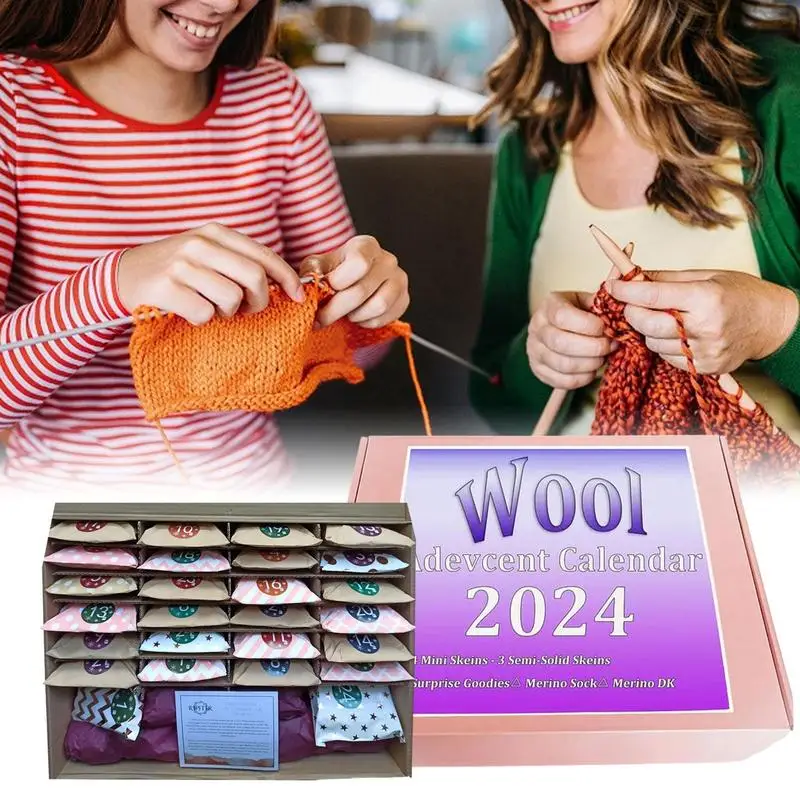 New Crochet Wool Advent Calendar 24 Day Practical Countdown Calendar High-quality Knitting Wool Set For Friends Party Festival