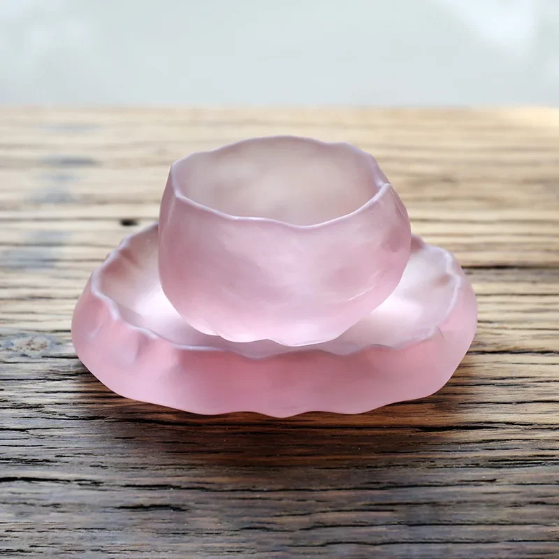 pink cups with handmade glass Japanese-style first snow master cup pink tea cups Kung Fu cups  bubble tea cup  tea cup