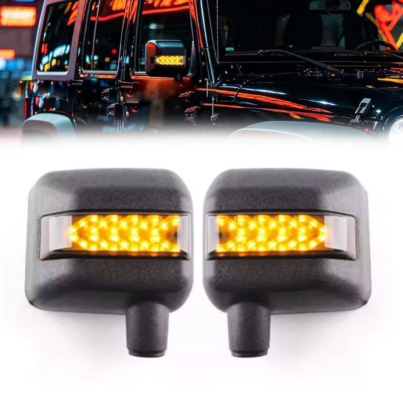 Side Mirrors Housing Cover with LED DRL Amber Turn Signal Lights For Jeep Wrangler JK 2007 2008 2009 2010 2011 2012 2013-2017