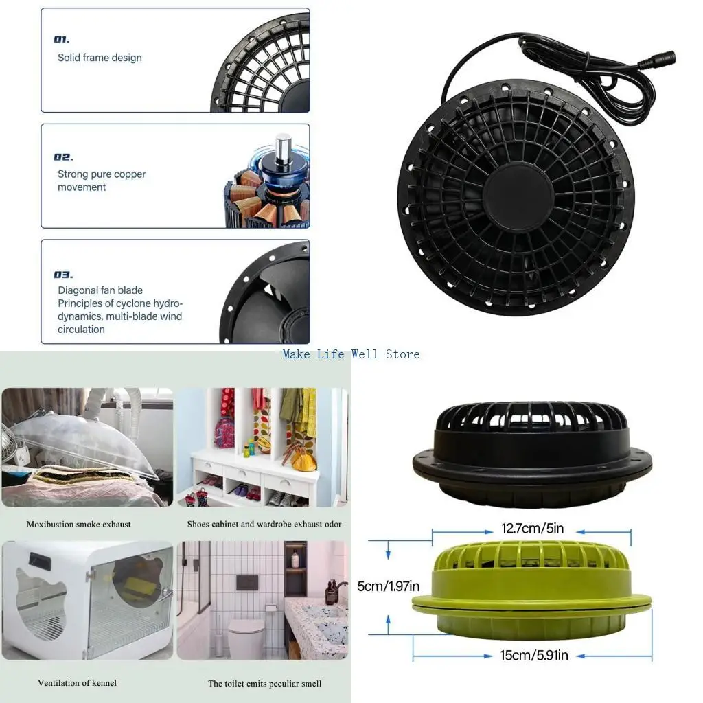

12V Quiet Inline Pipe Ventilation Exhaust Fan Suitable For Heating Cooling In Home Garden Bathroom Extractor Ventilation