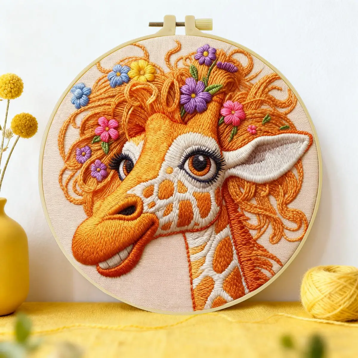 1 Stück 20X20CM/15X15CM 7,87/6,3 Zoll Giraffen-Stickerei-Starter-Kit DIY-Kit DIY-Stickerei-Set Handarbeiten Nadelkunst – Detail 1
