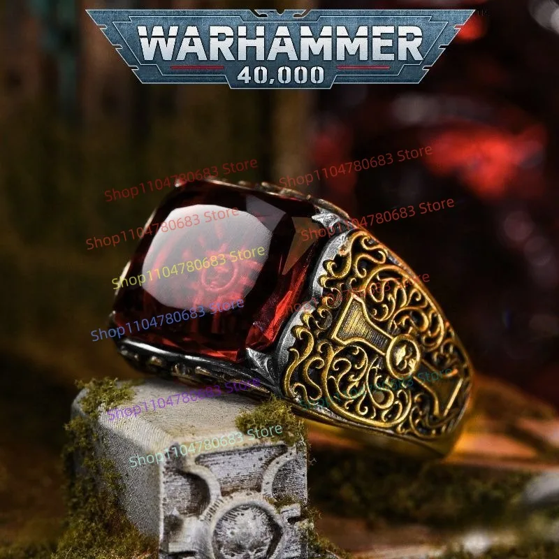 40K Inquisitor Adjustable Ring, Seal of The Marked Palm Signet Ring, Game Peripheral Decorations, Men's Holiday Gift Collectible